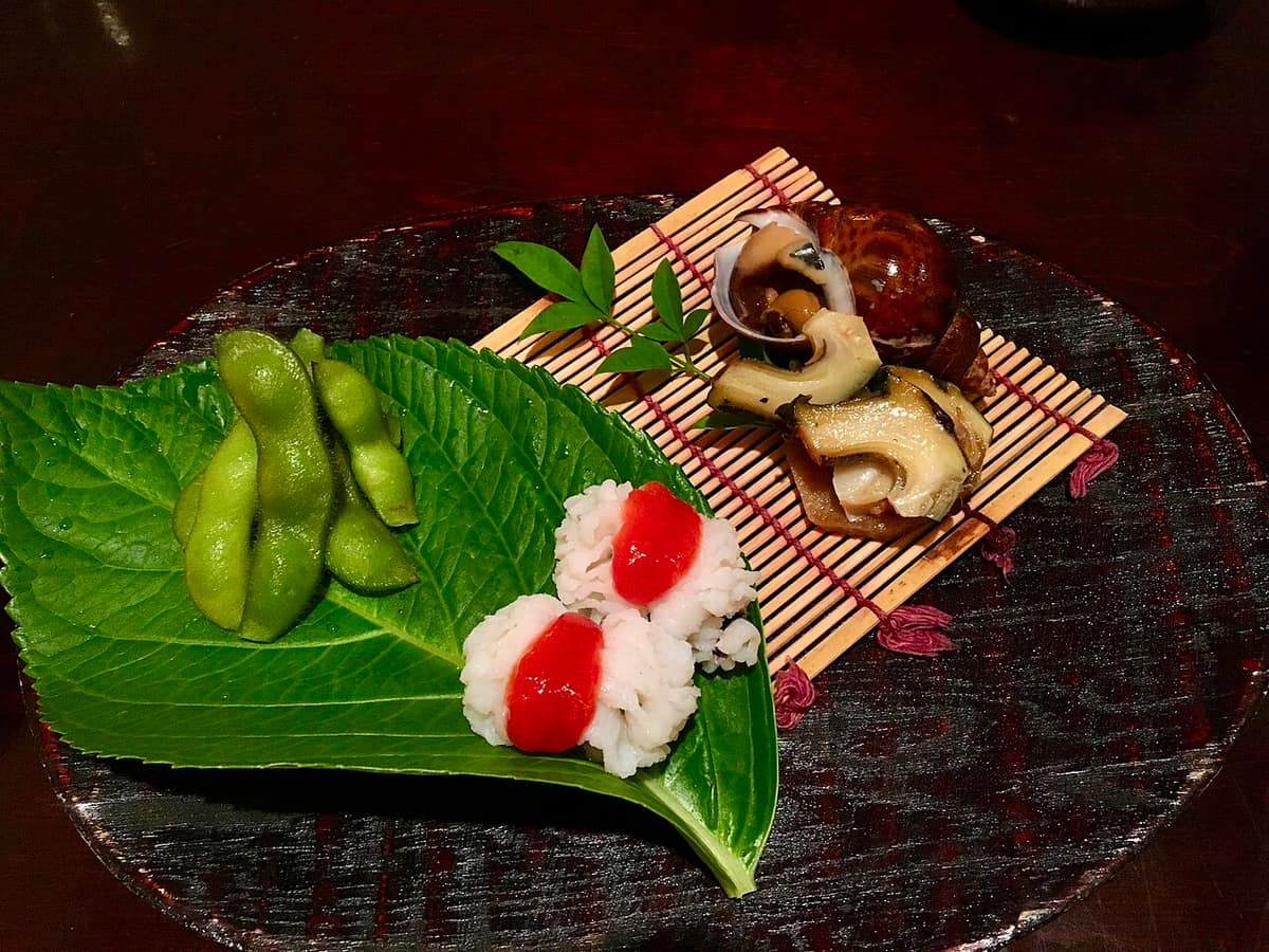Hamo no yubiki — blanched pike conger chilled and served with plum sauce, a Kyoto summer classic